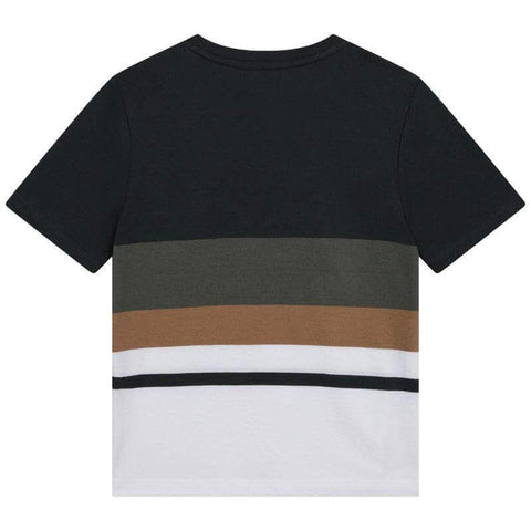 BOSS Boys Khaki Striped Short Sleeve T-shirt BOSS Boys Khaki Striped Short Sleeve T-shirt