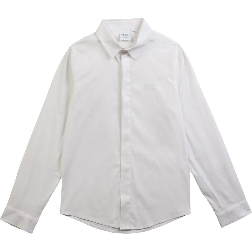 BOSS Boys White Cotton Long Sleeved Shirt BOSS Boys White Cotton Long Sleeved Shirt