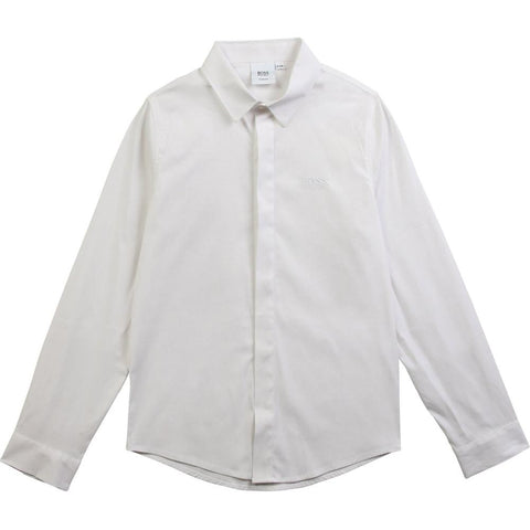 BOSS Boys White Cotton Long Sleeved Shirt BOSS Boys White Cotton Long Sleeved Shirt