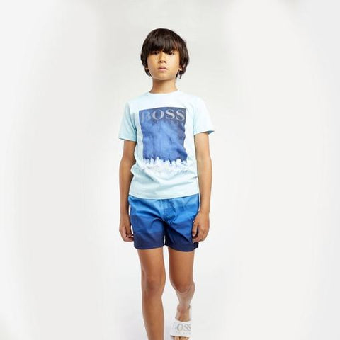 BOSS Boys White Short Sleeve Wave T-shirt BOSS Boys White Short Sleeve Wave T-shirt