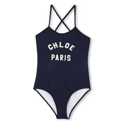 Chloe Girls Navy Logo Swimming Costume Chloe Girls Navy Logo Swimming Costume