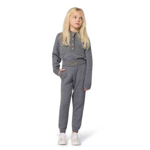 Chloe Girls Grey Knitted Tracksuit Chloe Girls Grey Knitted Tracksuit