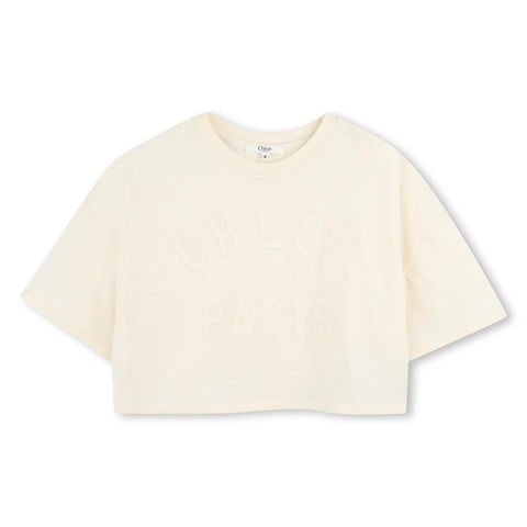 Chloe Girls Beige Logo T-Shirt Chloe Girls Beige Logo T-Shirt