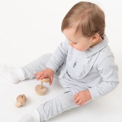 Caramelo Kids Baby Boys Grey Soldier Babygrow with Bib Caramelo Kids Baby Boys Grey Soldier Babygrow with Bib