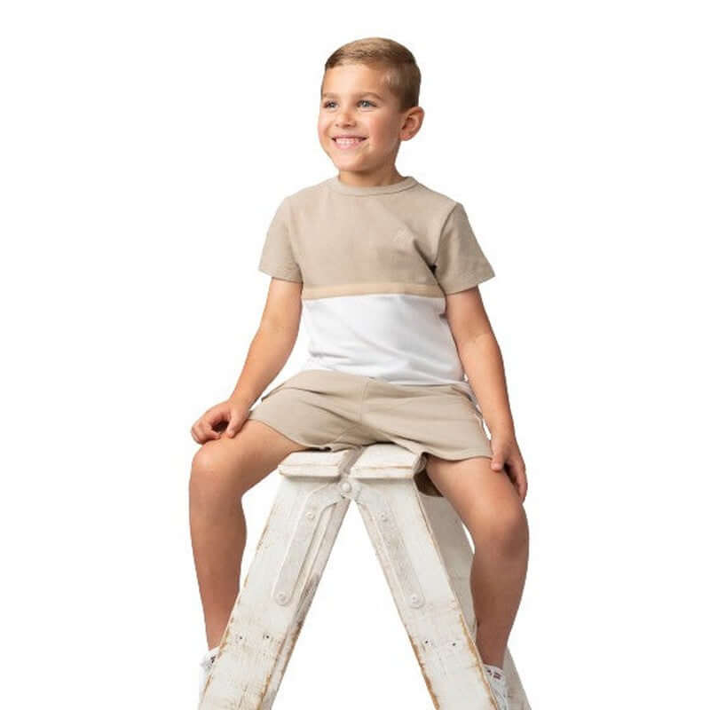 Caramelo Kids Boys Beige Crew Neck Waffle Short Set Caramelo Kids Boys Beige Crew Neck Waffle Short Set