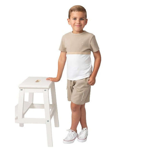 Caramelo Kids Boys Beige Crew Neck Waffle Short Set Caramelo Kids Boys Beige Crew Neck Waffle Short Set