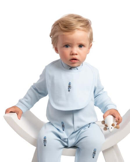 Caramelo Kids Boys Blue Soldier Babygrow With Bib Caramelo Kids Boys Blue Soldier Babygrow With Bib