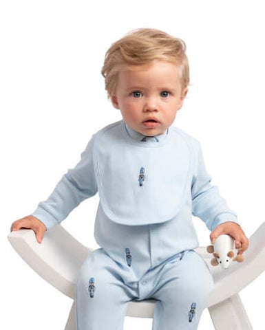 Caramelo Kids Boys Blue Soldier Babygrow With Bib Caramelo Kids Boys Blue Soldier Babygrow With Bib