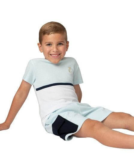 Caramelo Kids Boys Sky Blue Crew Neck Waffle Short Set Caramelo Kids Boys Sky Blue Crew Neck Waffle Short Set