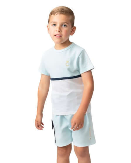 Caramelo Kids Boys Sky Blue Crew Neck Waffle Short Set Caramelo Kids Boys Sky Blue Crew Neck Waffle Short Set