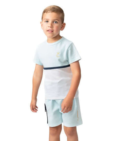 Caramelo Kids Boys Sky Blue Crew Neck Waffle Short Set Caramelo Kids Boys Sky Blue Crew Neck Waffle Short Set