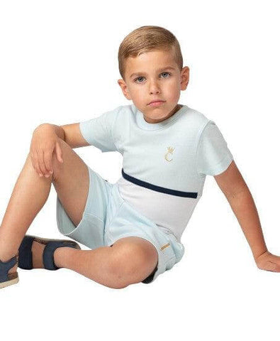 Caramelo Kids Boys Sky Blue Crew Neck Waffle Short Set Caramelo Kids Boys Sky Blue Crew Neck Waffle Short Set