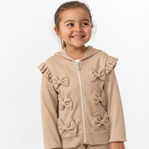 Caramelo Kids Girls Mink Diamante Bow Three Piece Tracksuit Caramelo Kids Girls Mink Diamante Bow Three Piece Tracksuit