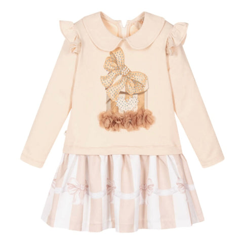 Caramelo Kids Girls Mink Pearl Present Dress Caramelo Kids Girls Mink Pearl Present Dress