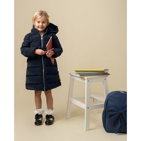 Caramelo Kids Girls Navy Padded Puffer Coat Caramelo Kids Girls Navy Padded Puffer Coat