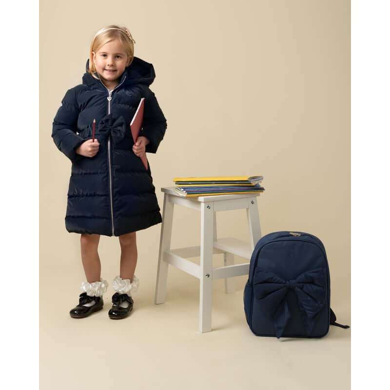 Caramelo Kids Girls Navy Padded Puffer Coat Caramelo Kids Girls Navy Padded Puffer Coat