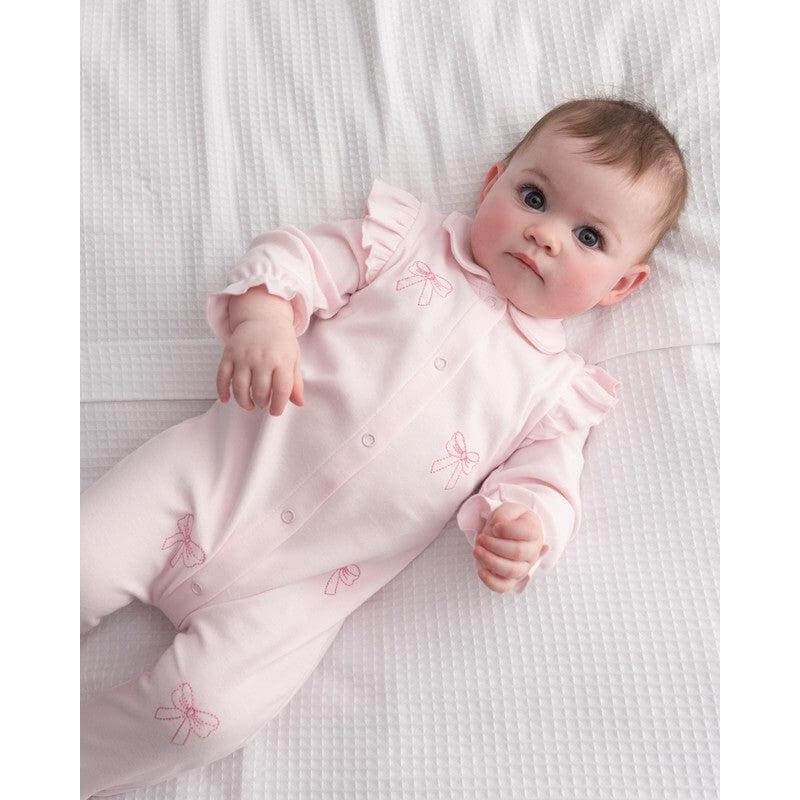 Caramelo Kids Girls Pink Bow Babygrow With Bib Caramelo Kids Girls Pink Bow Babygrow With Bib