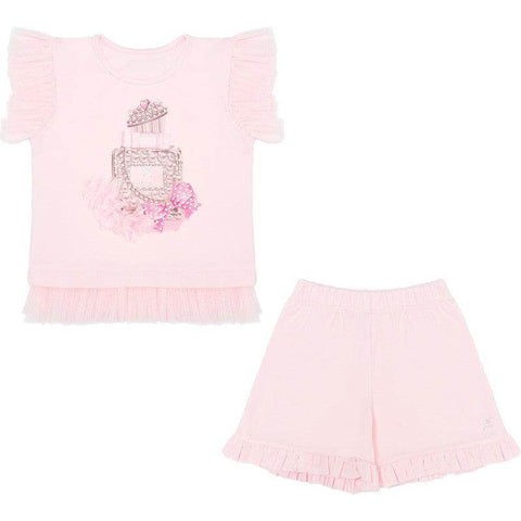 Caramelo Kids Girls Pink Perfume Bottle Short Set Caramelo Kids Girls Pink Perfume Bottle Short Set