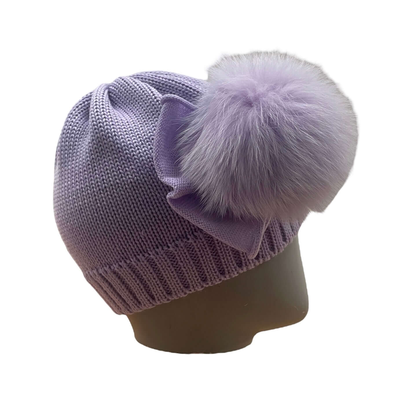 Catya Girls Lilac Marino Wool Fur Pom & Bow Hat Catya Girls Lilac Marino Wool Fur Pom & Bow Hat