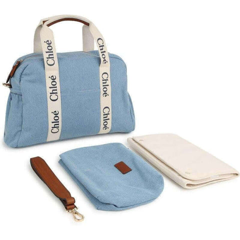 Chloe Baby Blue Denim Logo Changing Bag Chloe Baby Blue Denim Logo Changing Bag