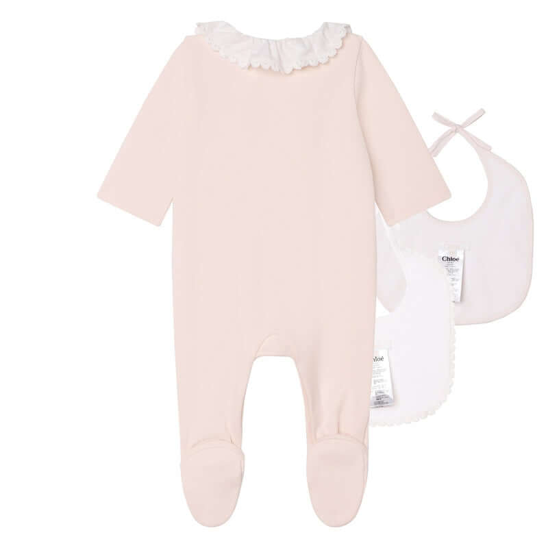 Chloe Baby Girls Babygrow & Bibs Set Chloe Baby Girls Babygrow & Bibs Set