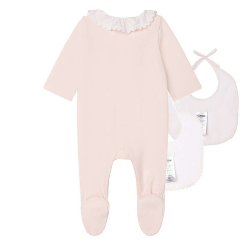 Chloe Baby Girls Babygrow & Bibs Set Chloe Baby Girls Babygrow & Bibs Set