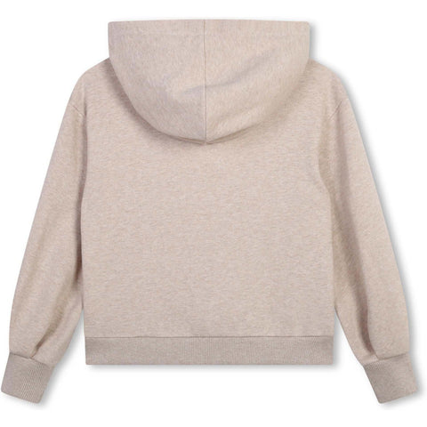 Chloe Girls Beige Organic Flower Hoodie Chloe Girls Beige Organic Flower Hoodie