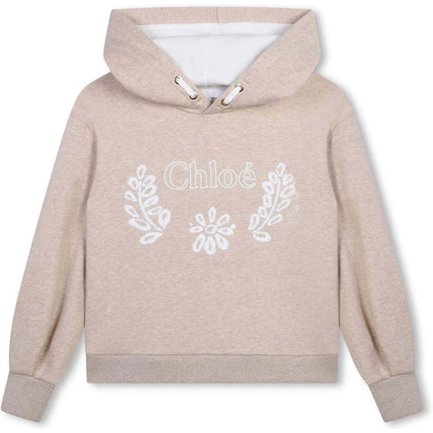 Chloe Girls Beige Organic Flower Hoodie Chloe Girls Beige Organic Flower Hoodie