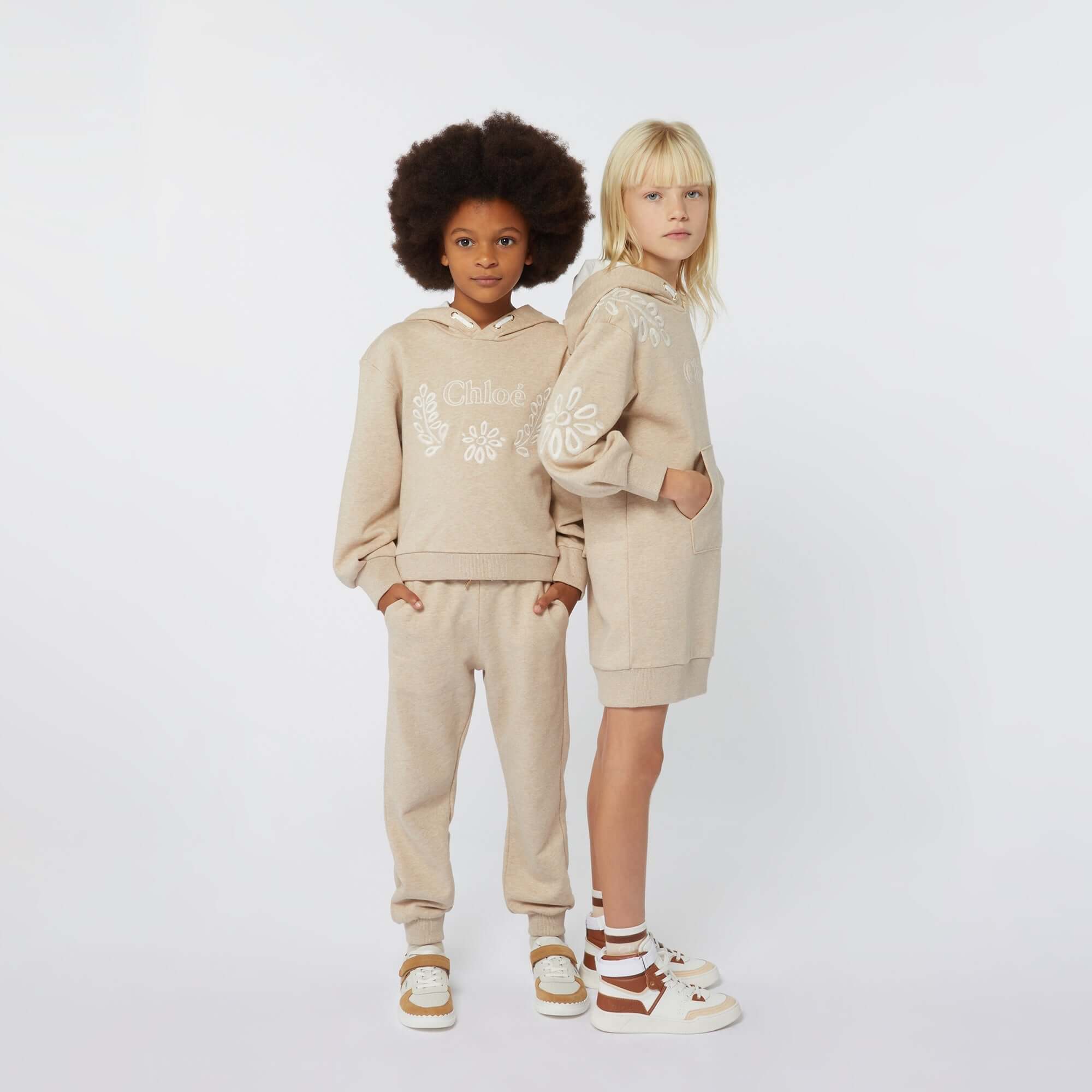 Chloe Girls Beige Organic Flower Sweater Dress Chloe Girls Beige Organic Flower Sweater Dress