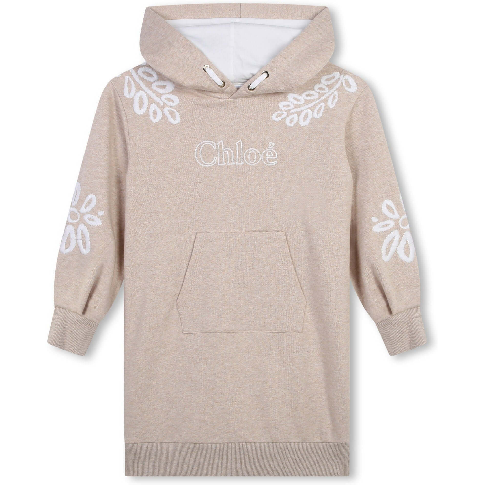 Chloe Girls Beige Organic Flower Sweater Dress Chloe Girls Beige Organic Flower Sweater Dress