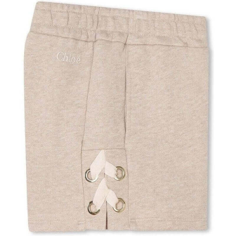 Chloe Girls Beige Shorts With Side Ribbons Chloe Girls Beige Shorts With Side Ribbons