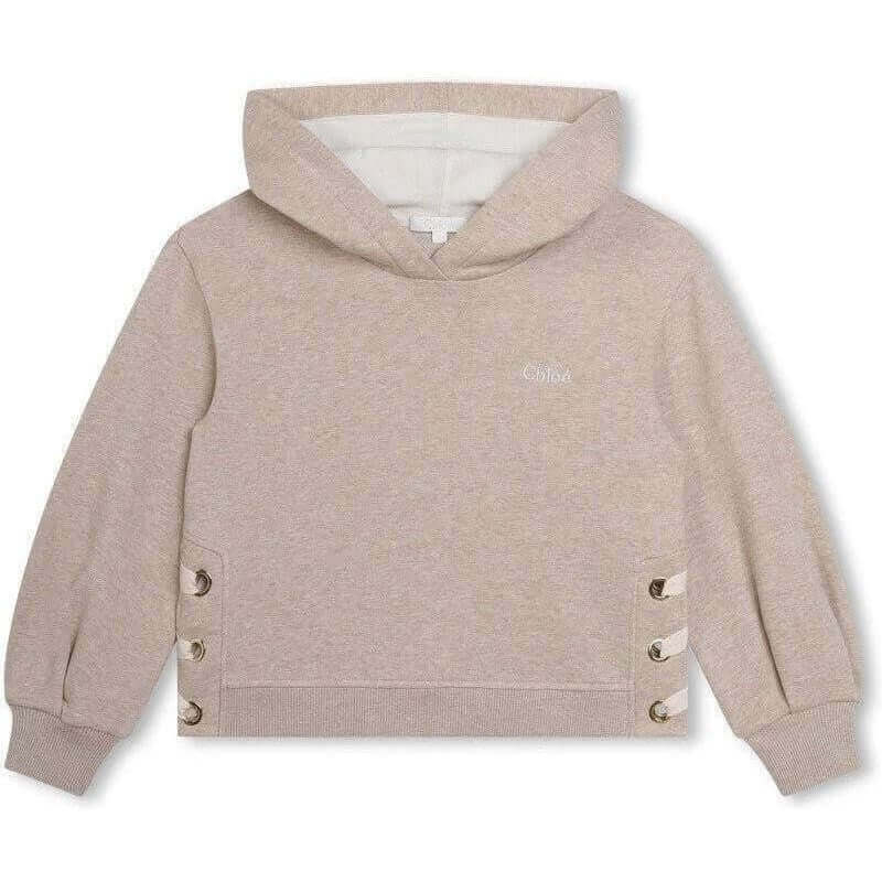 Chloe Girls Beige Sweatshirt With Side Ribbons Chloe Girls Beige Sweatshirt With Side Ribbons