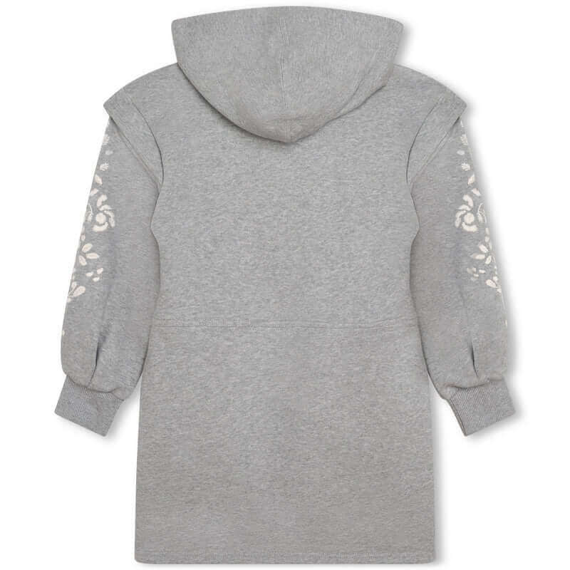 Chloe Girls Grey Floral Fleece Hooded Dress Chloe Girls Grey Floral Fleece Hooded Dress