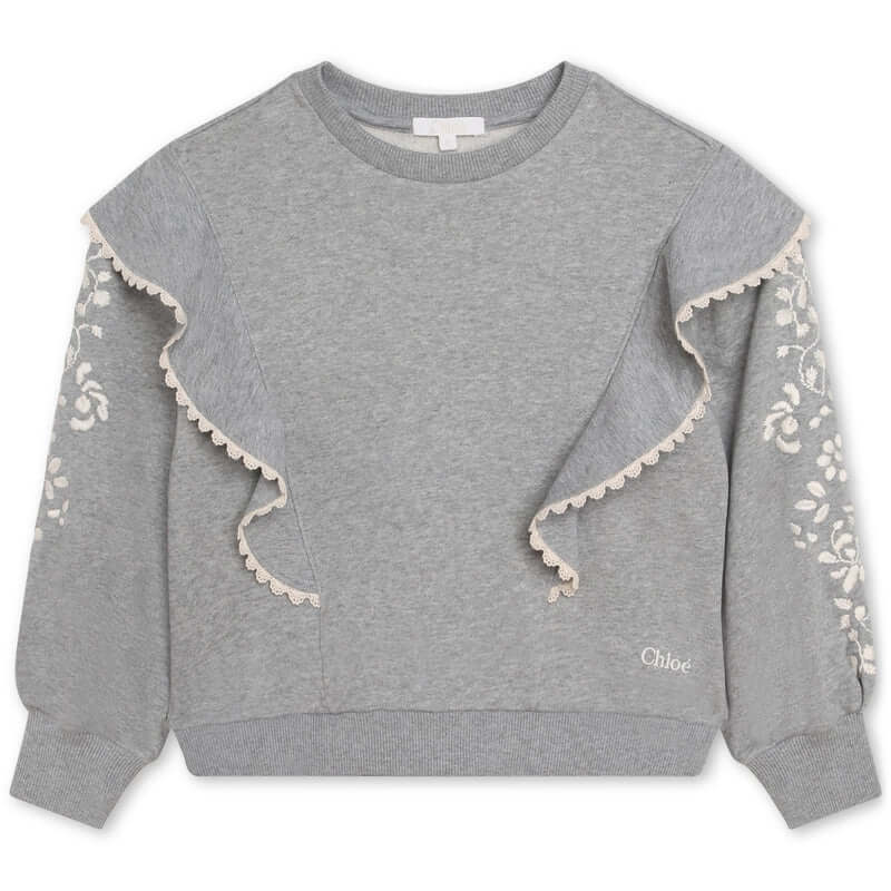 Chloe Girls Grey Frill Sweatshirt Chloe Girls Grey Frill Sweatshirt