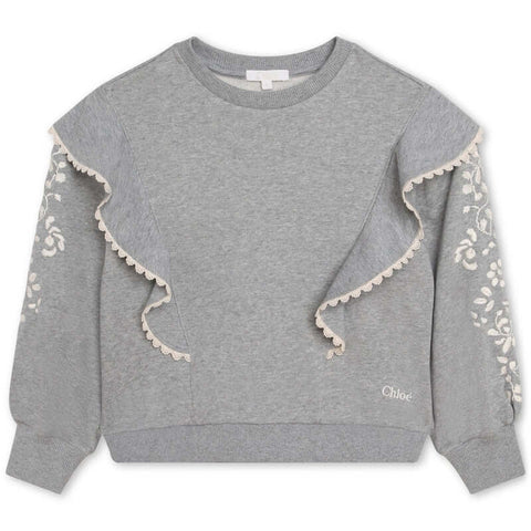Chloe Girls Grey Frill Sweatshirt Chloe Girls Grey Frill Sweatshirt