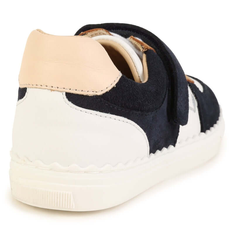 Chloe Girls Navy & Beige Velcro Trainers Chloe Girls Navy & Beige Velcro Trainers