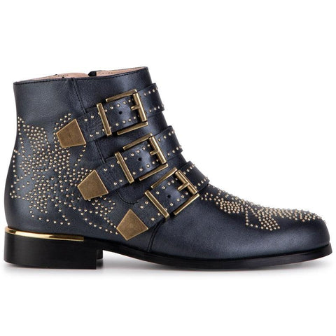Chloe Girls Navy Leather Ankle Boots Chloe Girls Navy Leather Ankle Boots