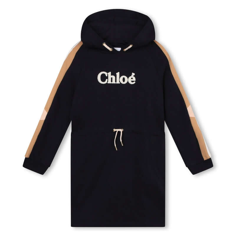 Chloe Girls Navy Logo Hooded Fleece Dress Chloe Girls Navy Logo Hooded Fleece Dress