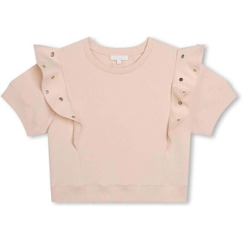 Chloe Girls Peach Eyelet Ruffle Sweatshirt Chloe Girls Peach Eyelet Ruffle Sweatshirt