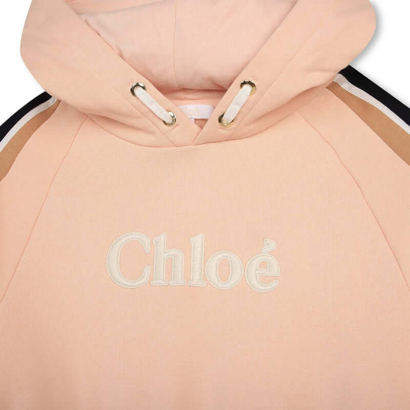 Chloe Girls Peach Logo Hooded fleece Dress Chloe Girls Peach Logo Hooded fleece Dress