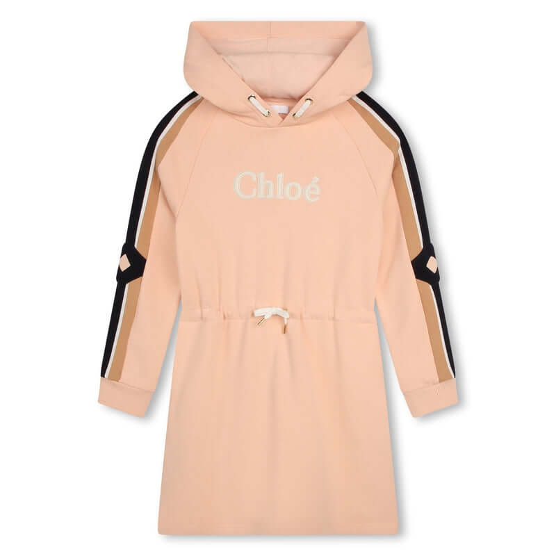 Chloe Girls Peach Logo Hooded fleece Dress Chloe Girls Peach Logo Hooded fleece Dress