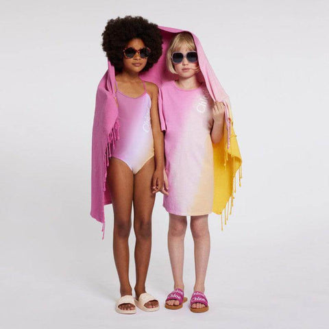 Chloe Girls Pink Tie Dye Swimming Costume Chloe Girls Pink Tie Dye Swimming Costume
