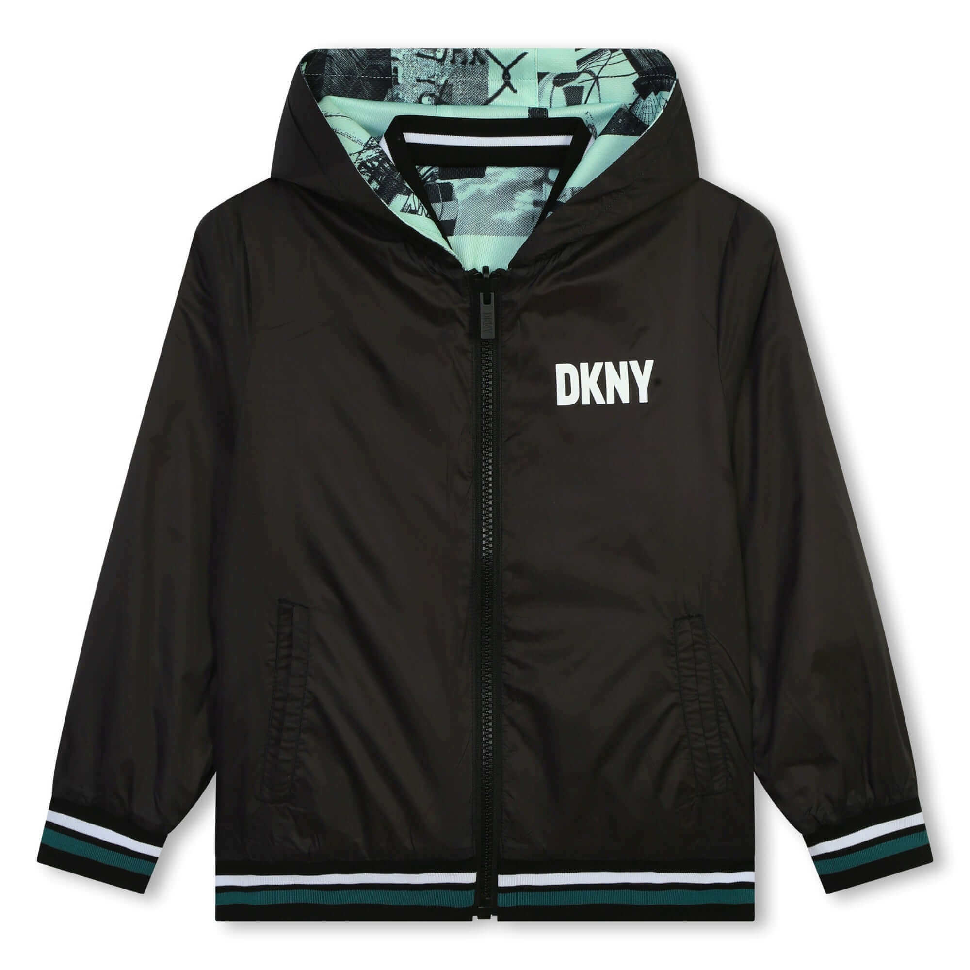 DKNY Boys Black Reversible Zip Up Jacket DKNY Boys Black Reversible Zip Up Jacket