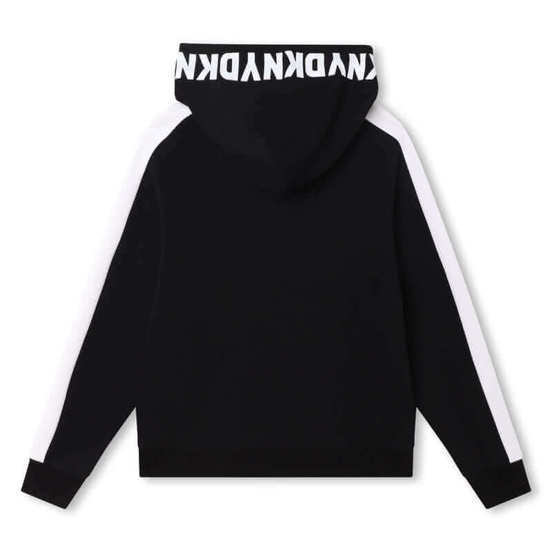 DKNY Boys Black & White Logo Hooded Hoodie DKNY Boys Black & White Logo Hooded Hoodie