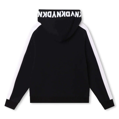 DKNY Boys Black & White Logo Hooded Hoodie DKNY Boys Black & White Logo Hooded Hoodie