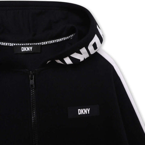DKNY Boys Black & White Logo Hooded Hoodie DKNY Boys Black & White Logo Hooded Hoodie