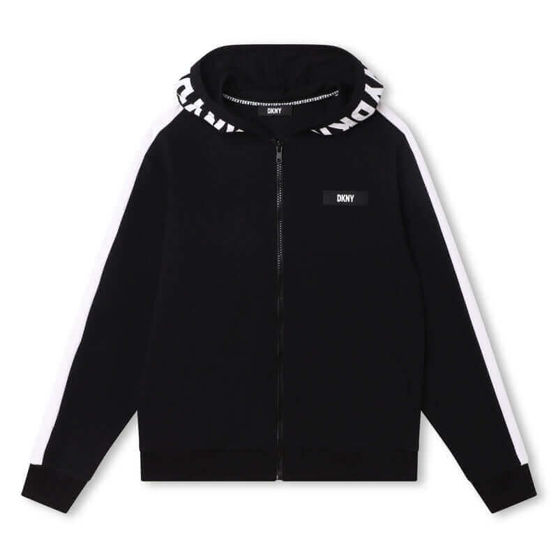 DKNY Boys Black & White Logo Hooded Hoodie DKNY Boys Black & White Logo Hooded Hoodie