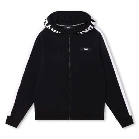 DKNY Boys Black & White Logo Hooded Hoodie DKNY Boys Black & White Logo Hooded Hoodie