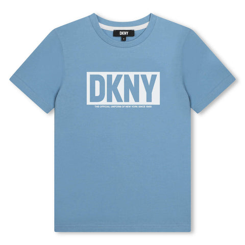 DKNY Boys Blue Bold Logo Cotton T-Shirt DKNY Boys Blue Bold Logo Cotton T-Shirt
