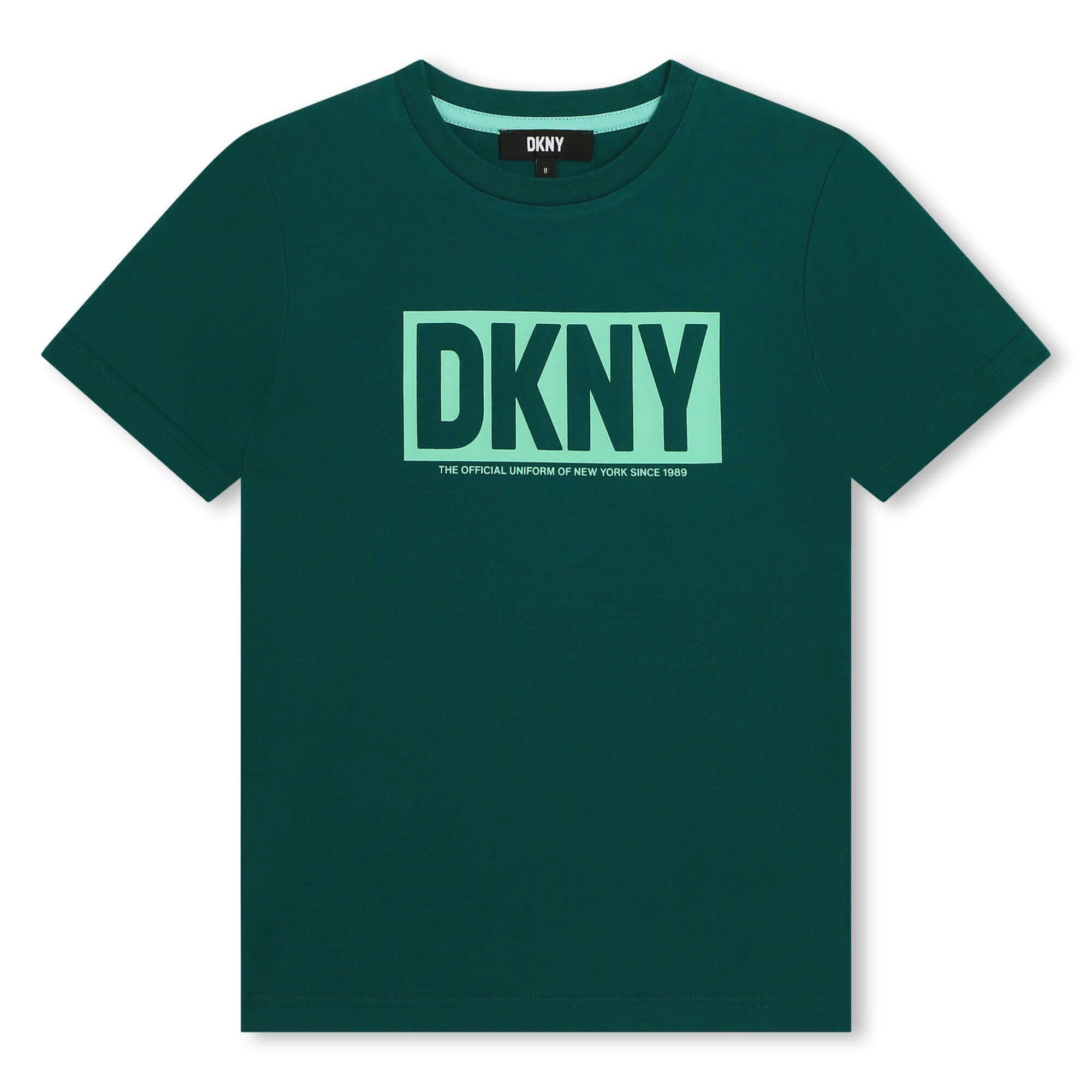 DKNY Boys Green Bold Logo Front T-Shirt DKNY Boys Green Bold Logo Front T-Shirt